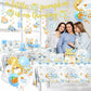 Little Pumpkin Baby Shower,198pcs A Little Pumpkin Is On The Way Baby Shower Boy Plates and Napkins Cups Tablecloth Cake Topper Honeycomb Balloon