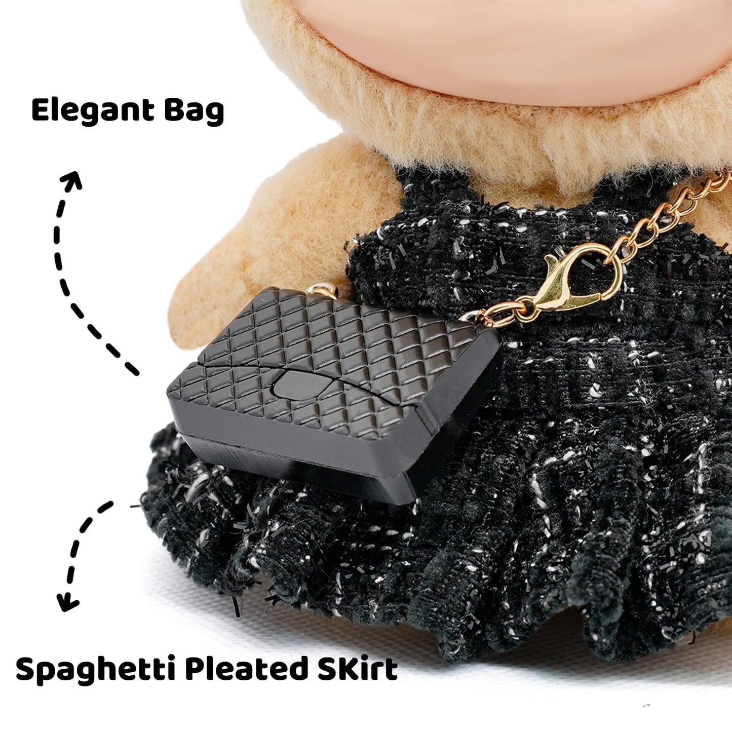 LYBHYQTII 17cm Doll Clothes- Luxury Chic Style Set High-End Fashion Accessories - Premium Handmade Clothes 3 Piece Set Hat & Black Bag & Dress