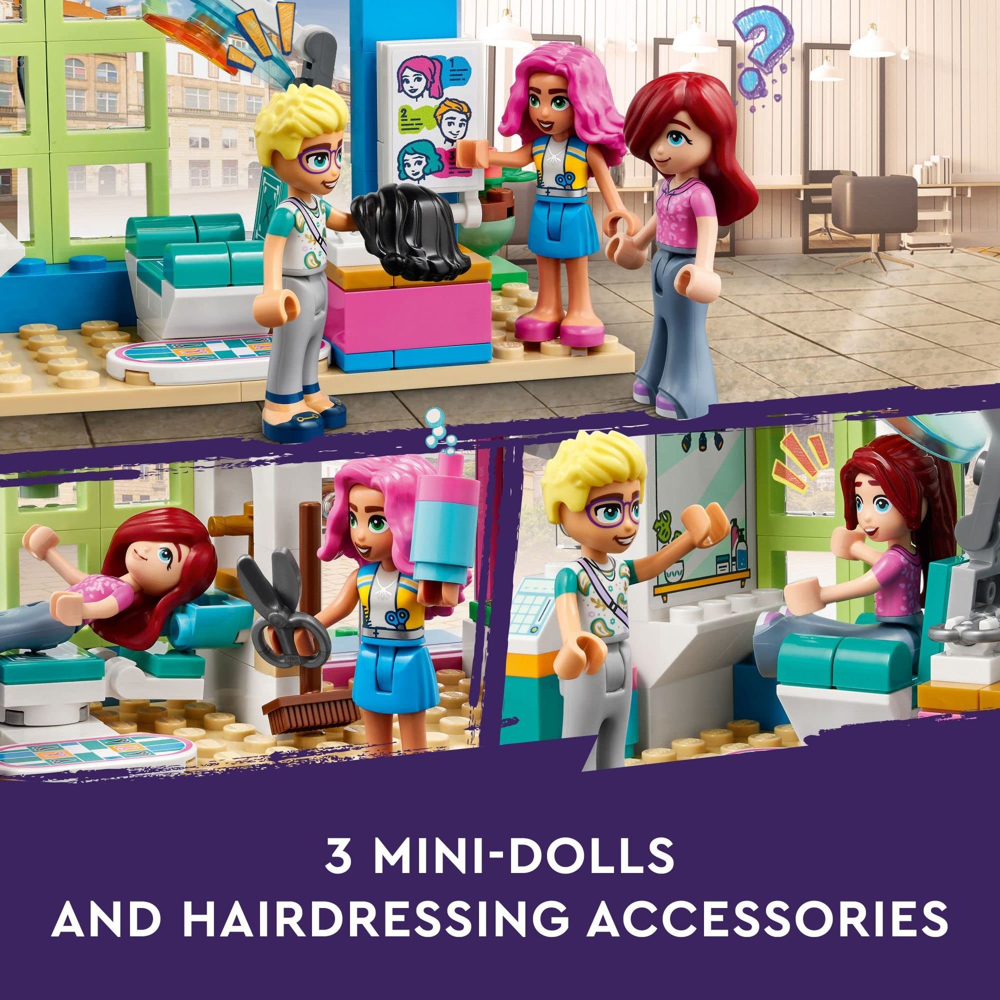LEGO Friends Toy Hair Salon Building Toy - Hairdressing Set with Paisley & Olly Mini-Dolls, Creative Pretend Play Spa with Accessories, Fun for Boys,