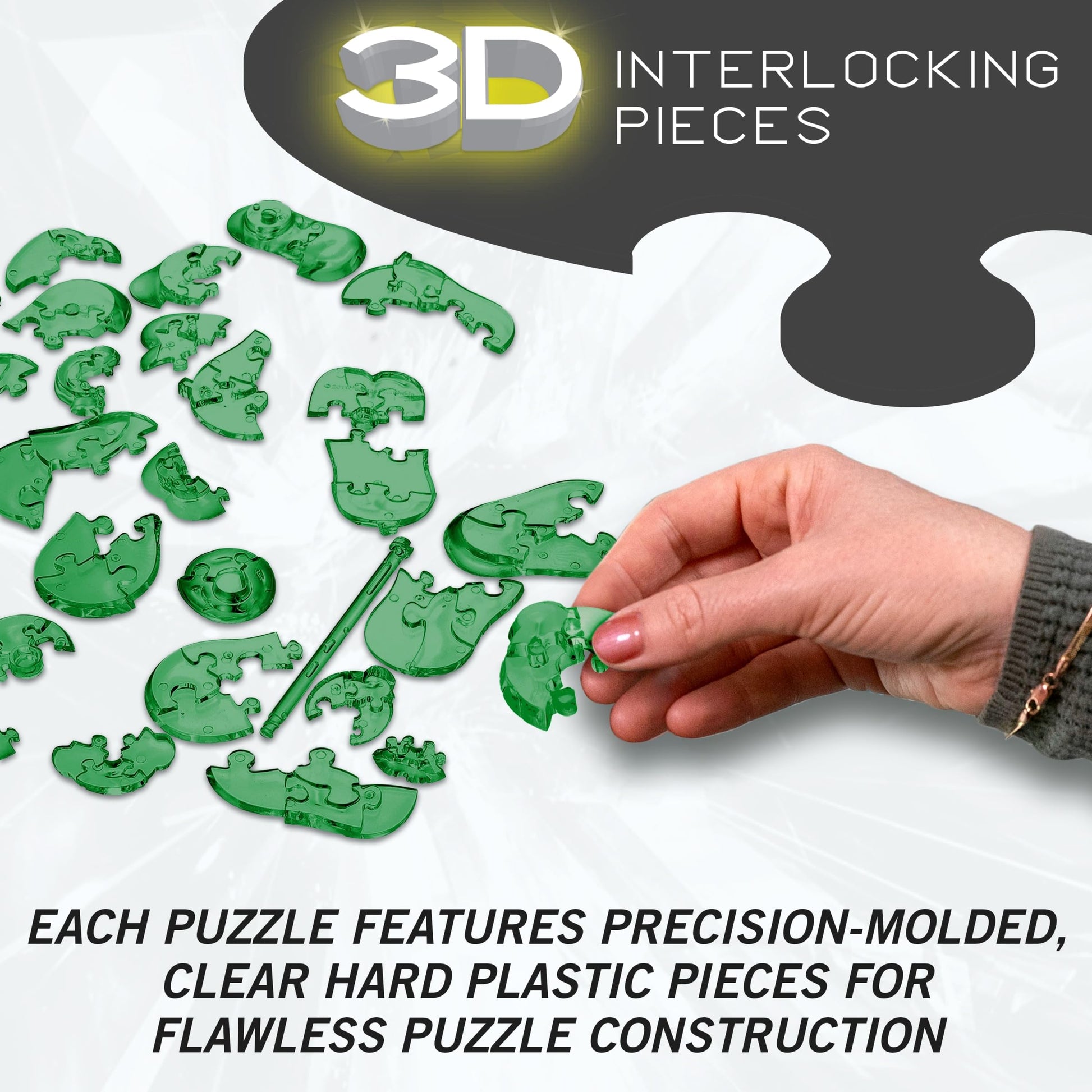 Green Tin Robot Crystal 3D Puzzle, 39-Pc Brain Teaser, Ages 12+