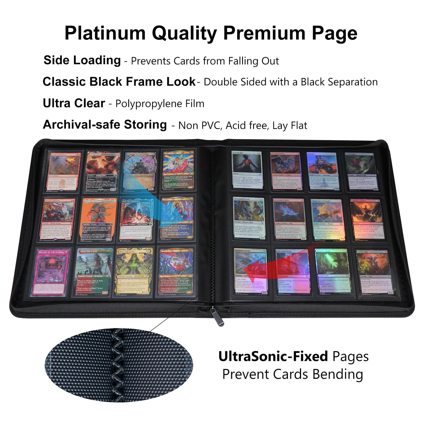 Rieton 12 Pocket 1104 Card Binder, Large Ringless Side Loading Pockets Trading Card Album Folder for TCG