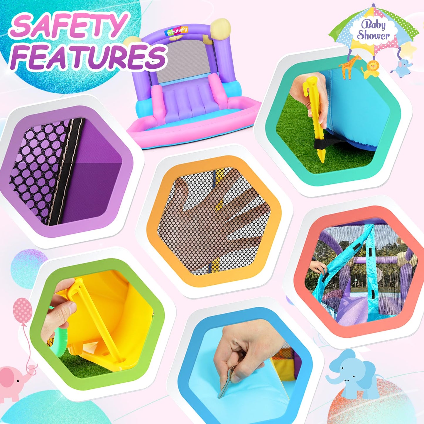Whubefy Bounce House for Kids 3-6 with Ball Pit Pool & 50 Balls, 5-in-1 Inflatable Bouncy Castle with ETL Certified Blower, Slide, Dart Board with 6