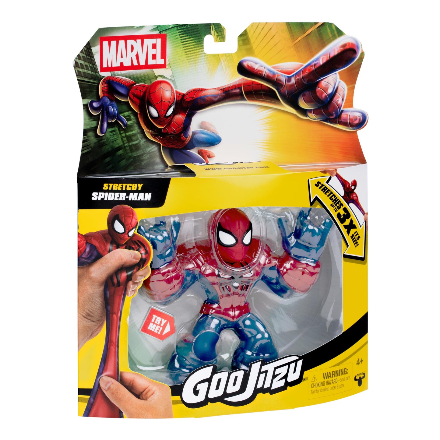 Goo Jitzu Marvel Avengers Spider-Man, Stretchy Action Figure, Super Stretchy with Unique Squishy Rheoscopic Filling, Collect All 3