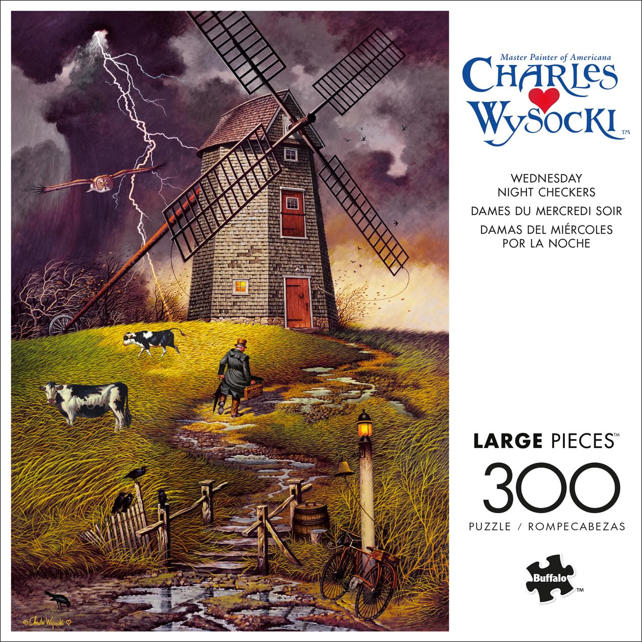 Buffalo Games Charles Wysocki Wednesday Night Checkers 300 Pc Jigsaw Puzzle