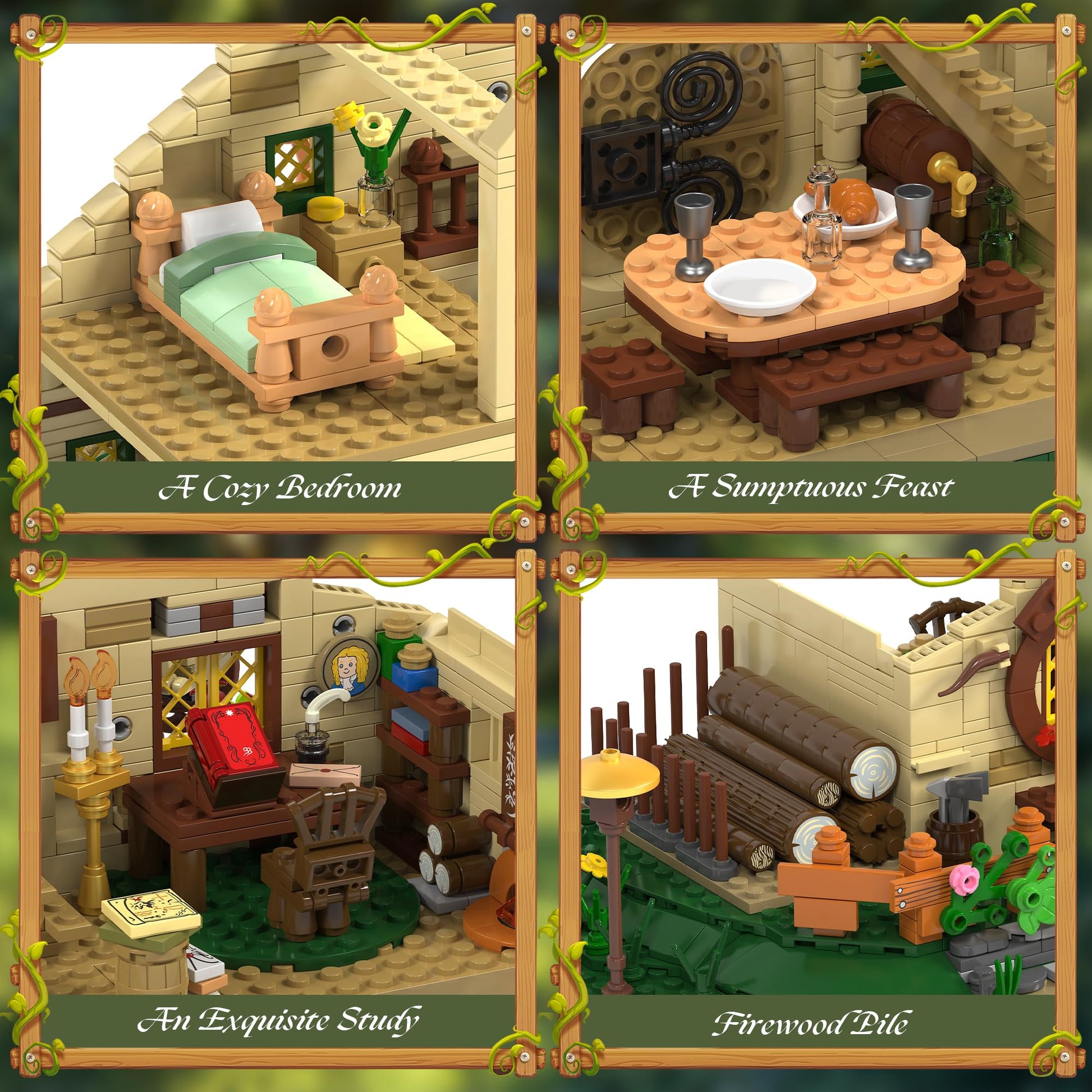 Medieval Fantasy A-Frame Cabin Building Blocks Set, 2088Pcs Architecture Tree House Building Set with Interior and Garden, Creative Construction Gift