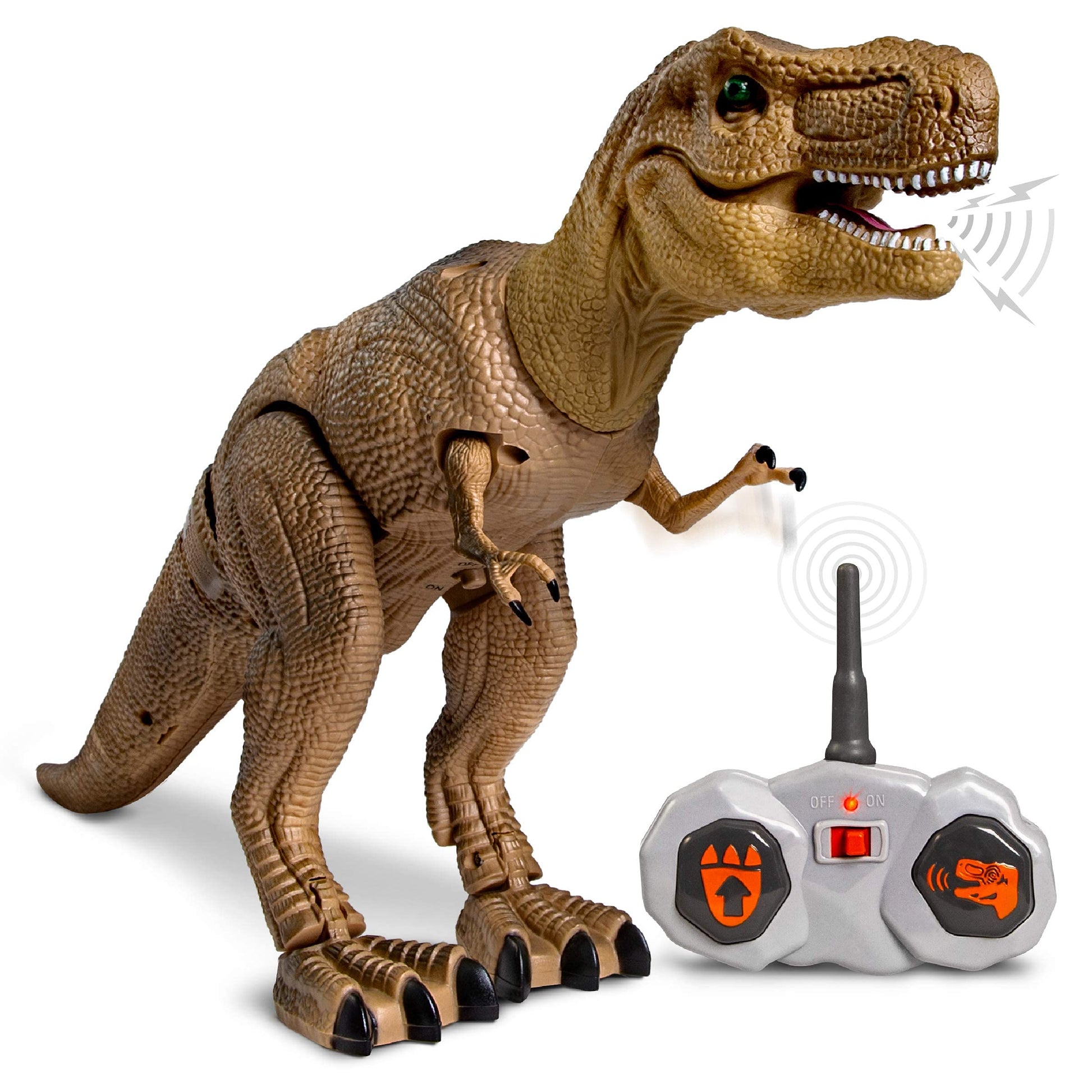 Discovery™ Remote Control T-Rex Dinosaur - Realistic Jurassic RC Action Figure with Walking Legs, Roaring Sounds, Chomping Mouth| Dinosaur Toys