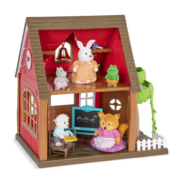 Li'l Woodzeez - Woodland Schoolhouse Dollhouse Playset with 1 Doll Figure, Miniature Furniture & Accessories - Encourages Imaginative Pretend Play