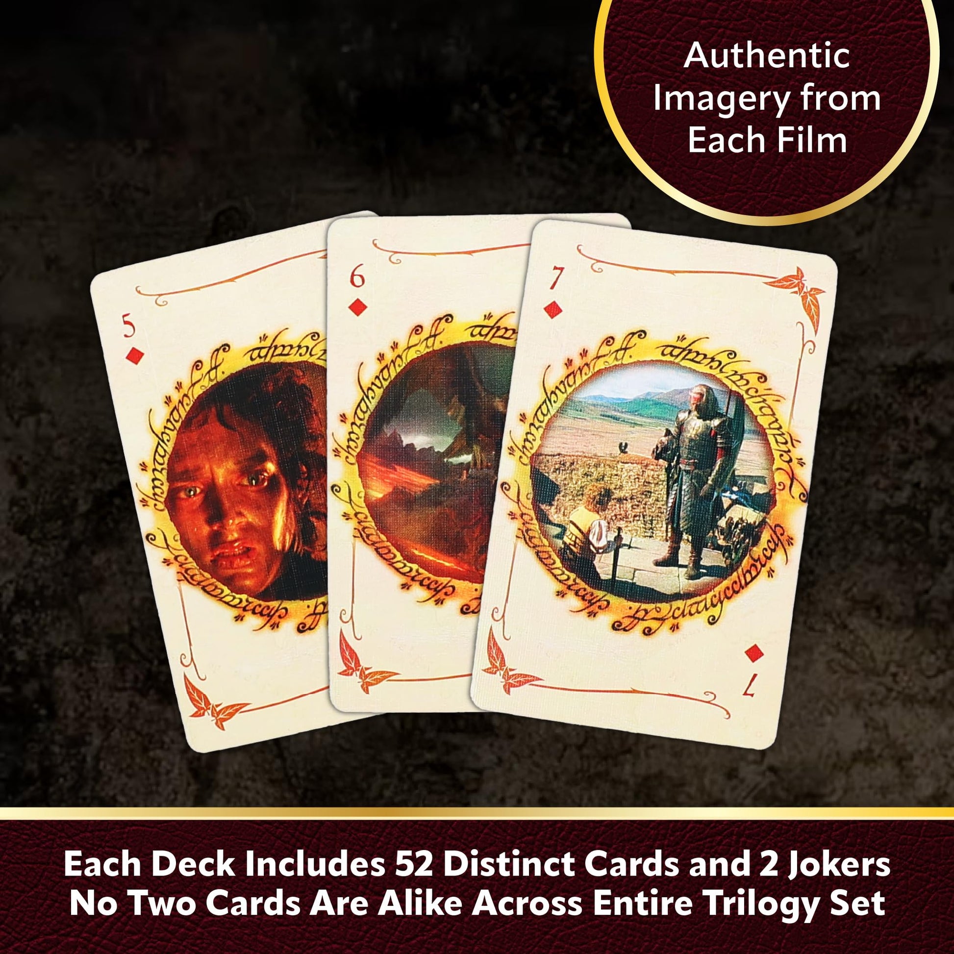 AQUARIUS Lord of the Rings Playing Cards 25th Anniversary Edition Set - 3 Premium Themed Novelty Decks with Unique Movie Designs - Collectible