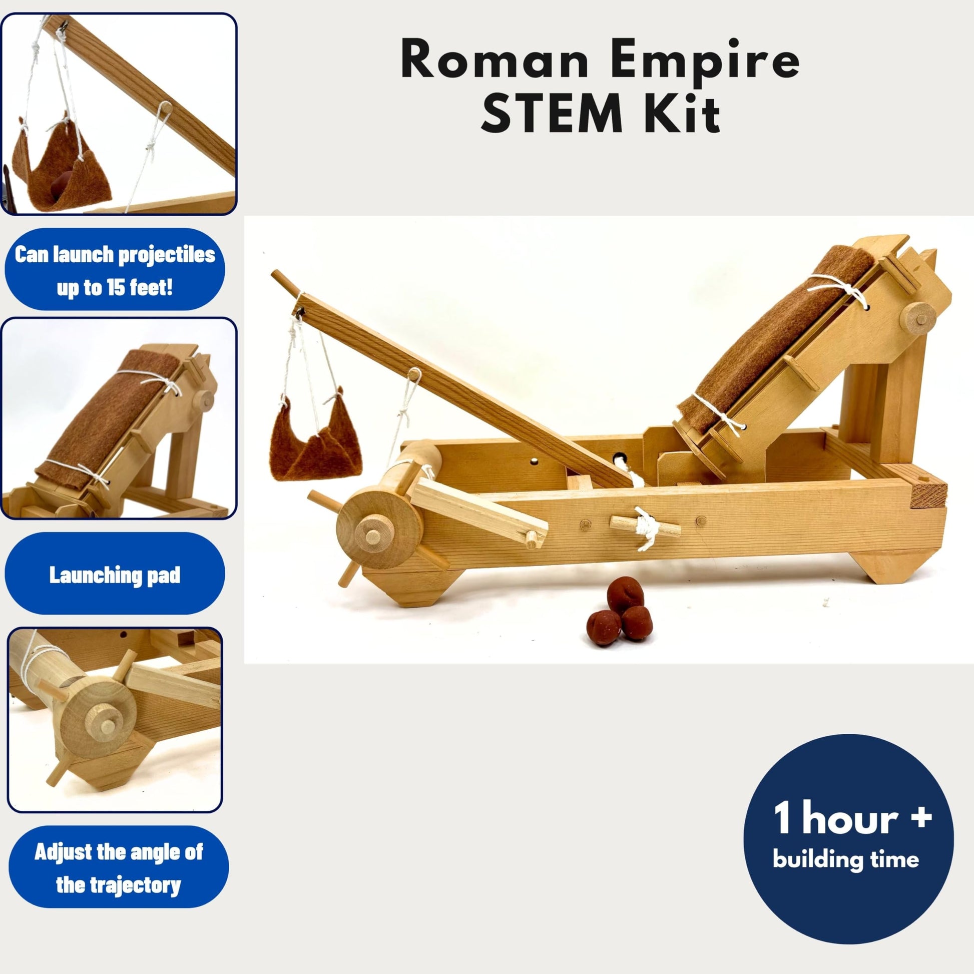 Pathfinders STEM Kit - Medieval Onager Catapult | Build Your Own Working Siege Engine | Wooden Model Kit for Teens and Adults | Educational STEM