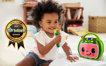 eKids Cocomelon Karaoke Machine, Portable Bluetooth Party Speaker with Microphone for Kids, Built-in Cocomelon Songs and Speaker with USB Port to Play