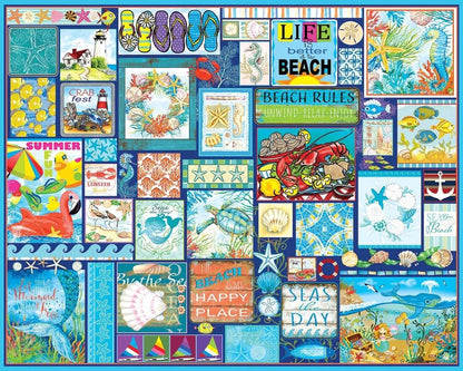 White Mountain 1000 Piece Jigsaw Puzzle Beach Life Collage, Seas the Day