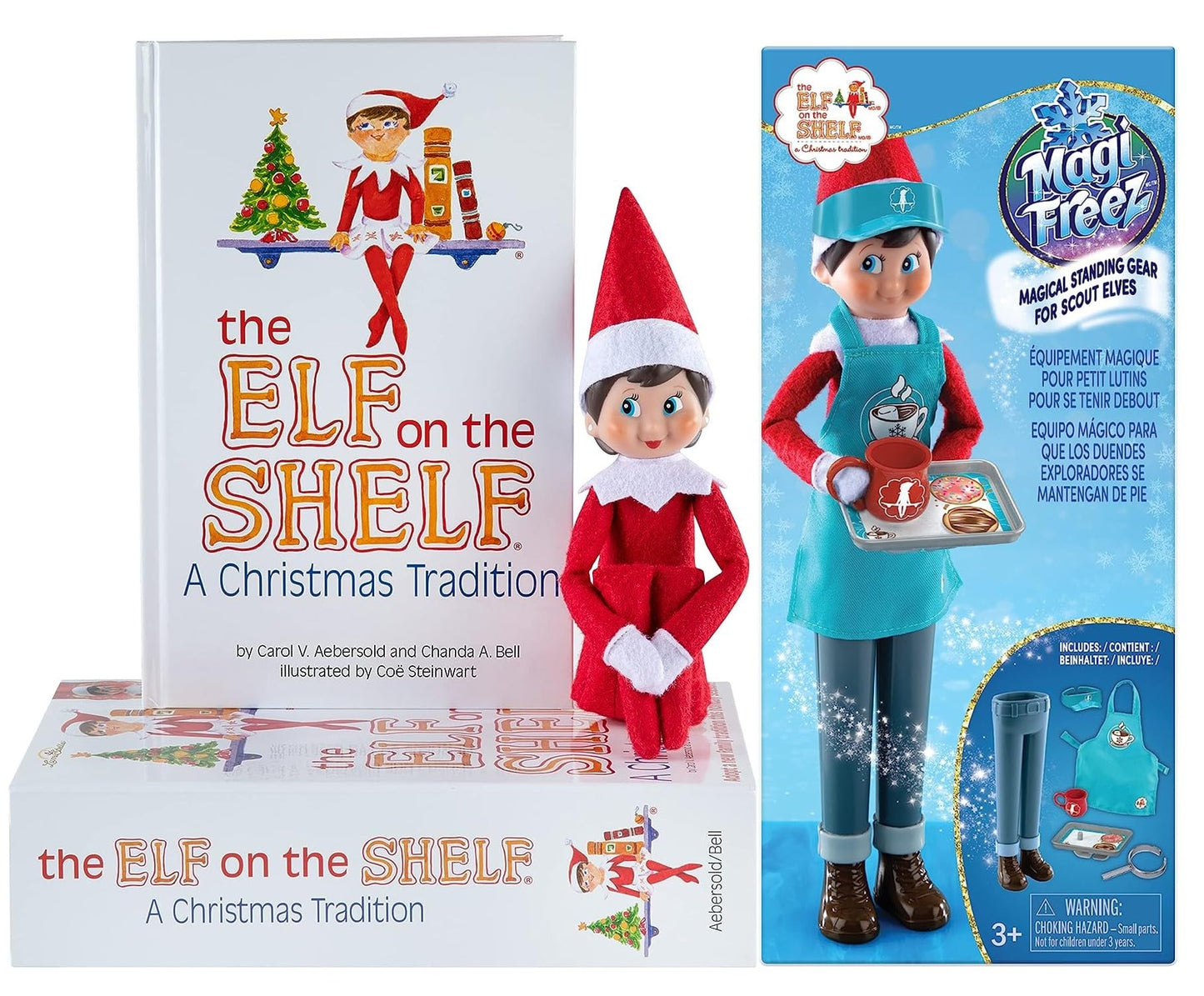 The Elf on the Shelf Christmas Tradition Box Set with Elf (Light Tone Girl), Story Book and MagiFreez Cocoa to Go Barista Accessory Set (Multi-Item