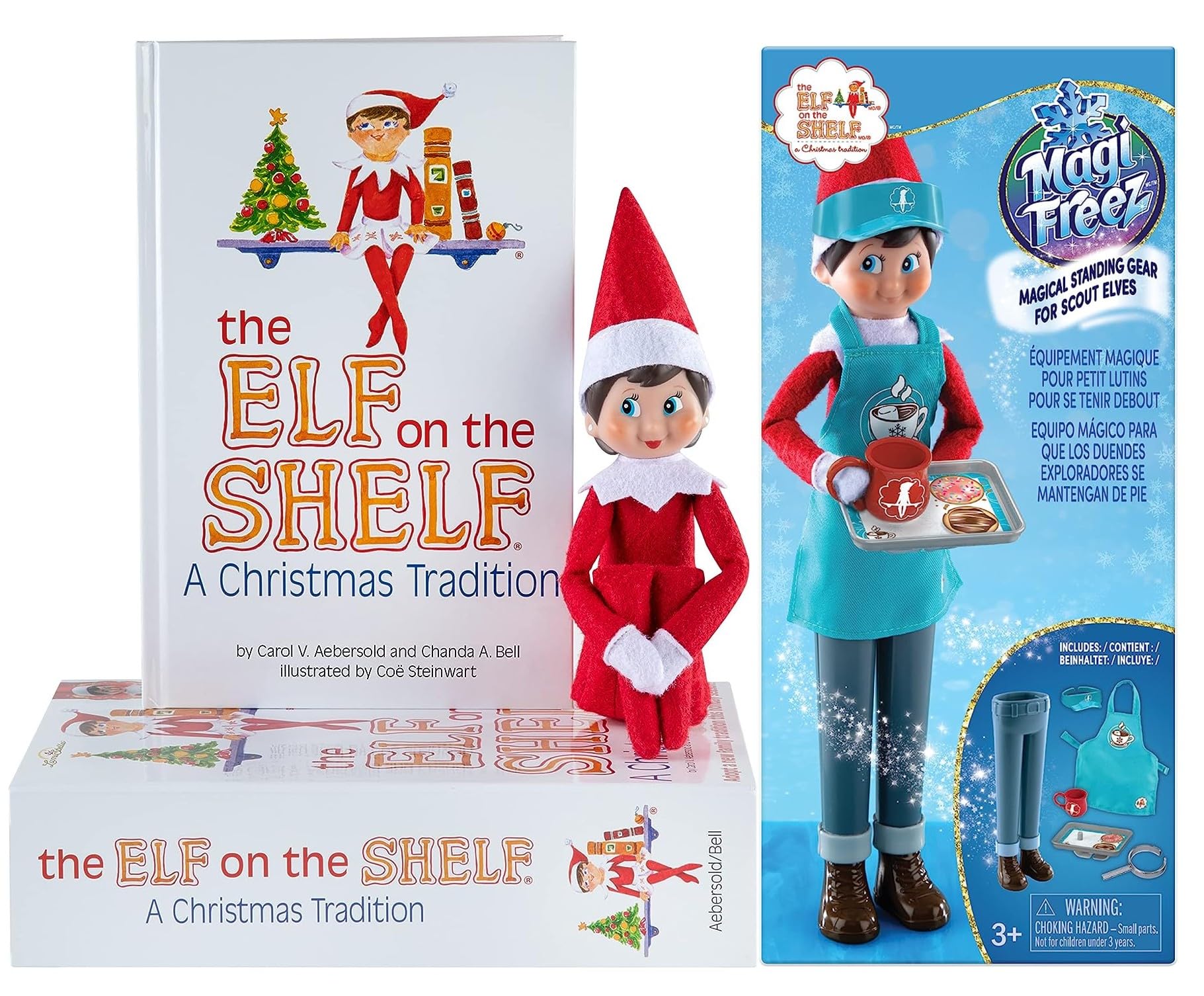 The Elf on the Shelf Christmas Tradition Box Set with Elf (Light Tone Girl), Story Book and MagiFreez Cocoa to Go Barista Accessory Set (Multi-Item