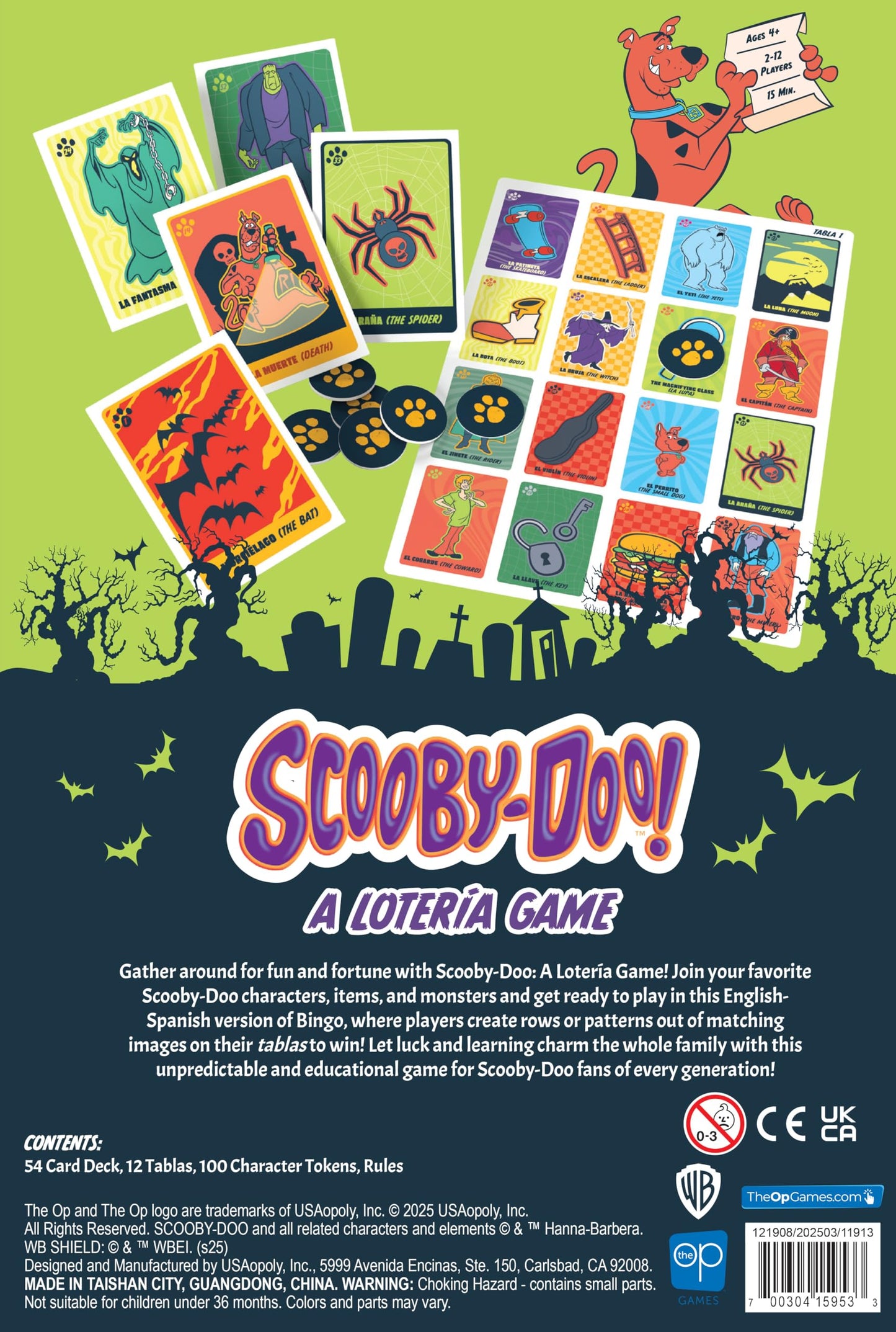 Lotería: Scooby-Doo!, Classic Bingo Game Featuring Scooby Gang - Shaggy, Velma, Scrappy & More, Fun Educational Matching Game for Families, Kids,