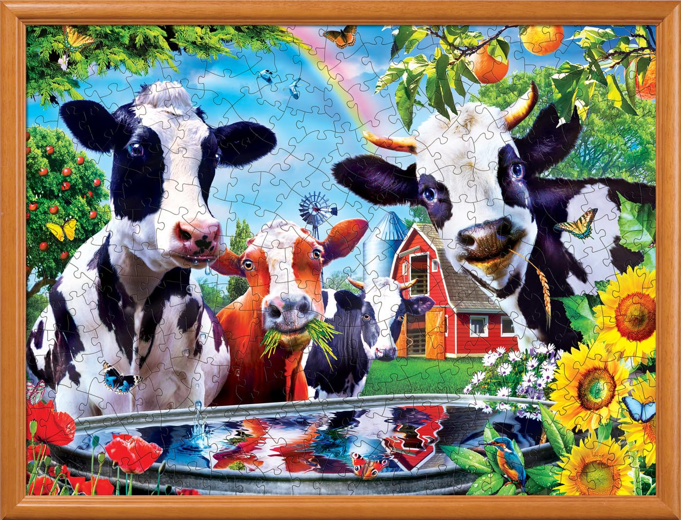 MasterPieces - 300 Piece Jigsaw Puzzle, Large EZ Grip Shapes, Moo Love, Fun for Adults, Seniors, Family, Kids, Matte Finish, 18"x24