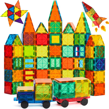 FNJO Magnetic Tiles, 100PCS Building Blocks, STEM Magnets Building Toy Set, Preschool Kindergarten Construction Stacking Toy, School Teacher Supplies