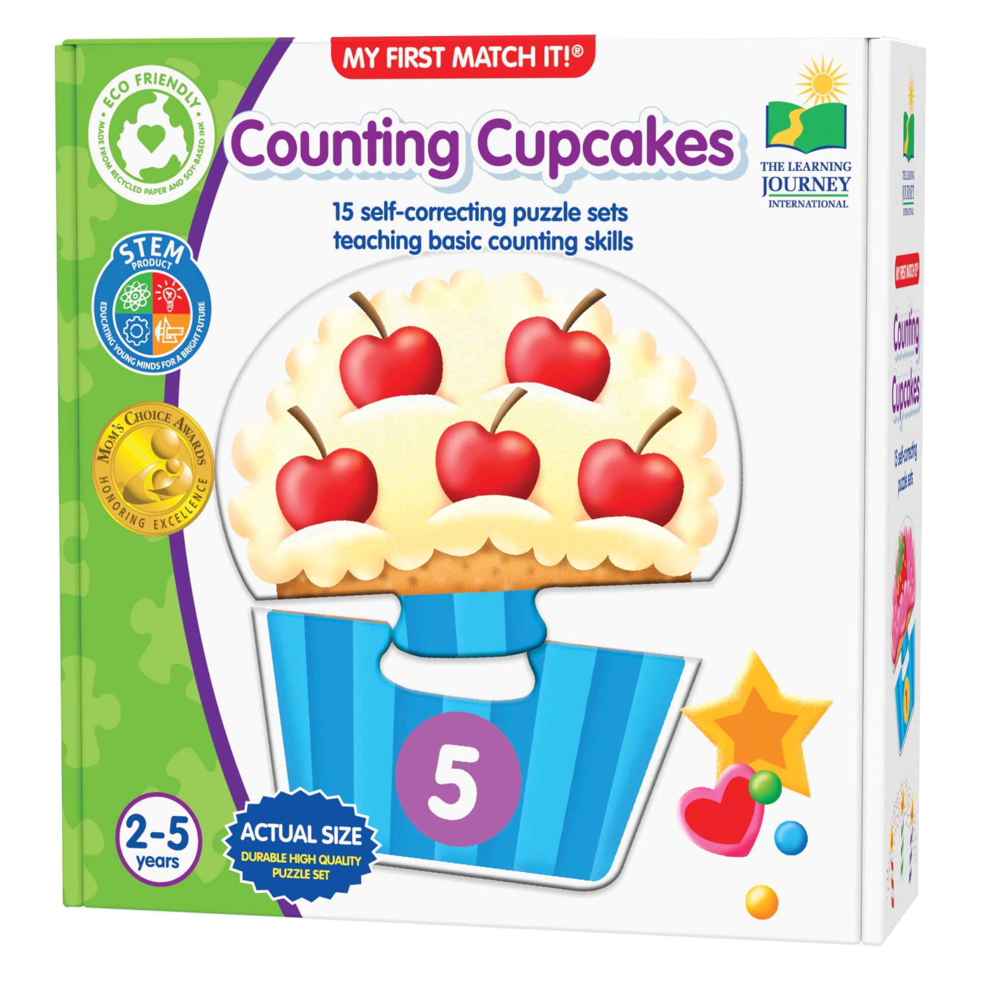 The Learning Journey: My First Match It - Counting Cupcakes- 15 Piece Self-Correcting Matching Puzzles - First Learning Toys for Toddlers 2-5 - Award
