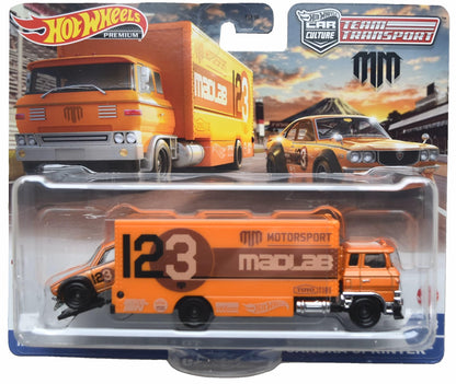 Mattel Hot Wheels Team Transport Mad Mike Mazda RX3 GT Sakura Sprinter, Orange #58