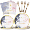 96PCS Gender Reveal Party Supplies Tableware Kit for 24 Guests