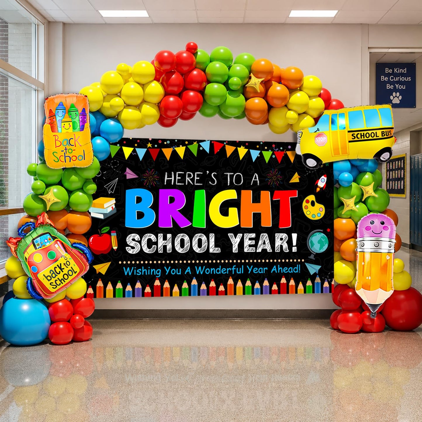Back to School Decorations,159PCS Back to School Balloon Garland Arch kit with Large Backdrop Banner,First Day of School Decorations,Kindergarten