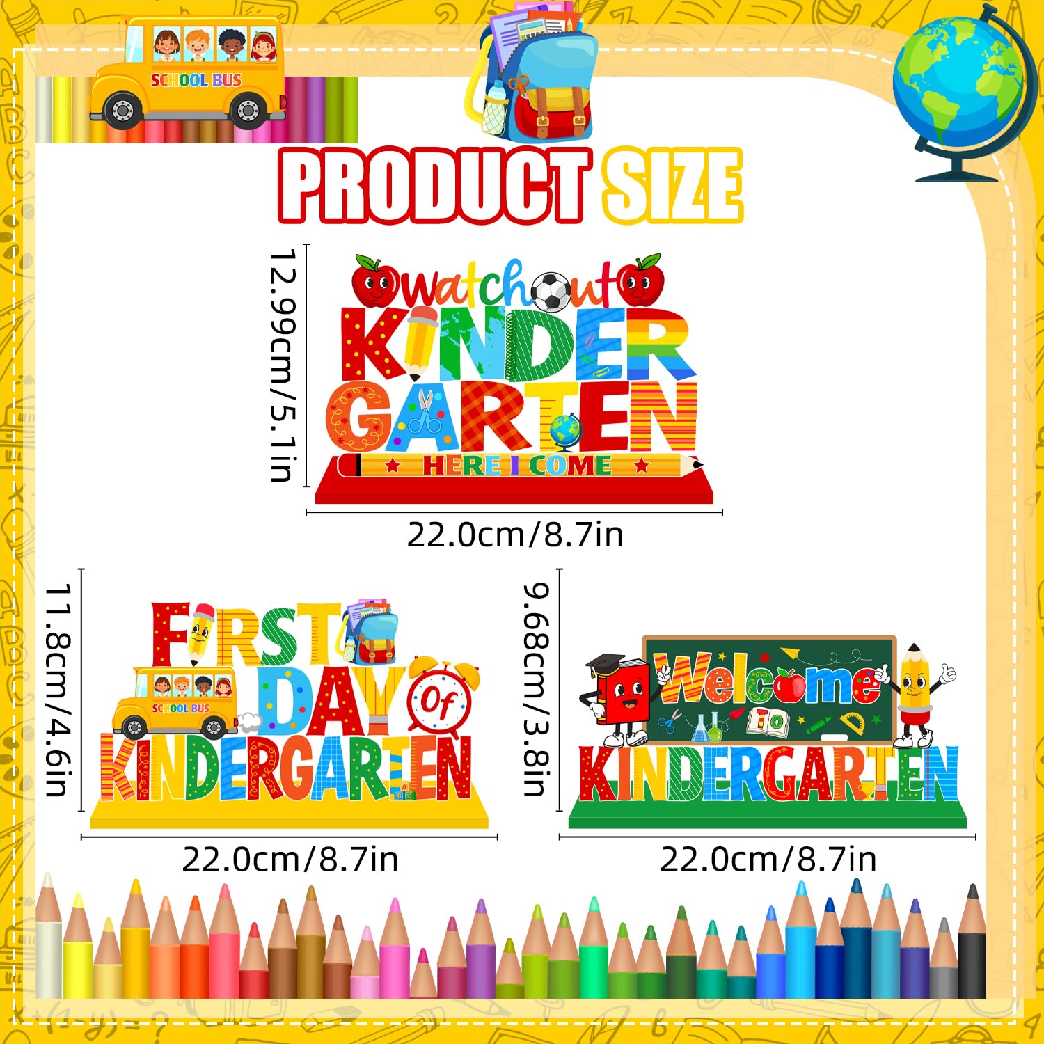 3pcs First Day of Kindergarten Decorations Wood Centerpieces
