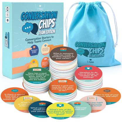 T MARIE Conversation Chips Team Building Game - Fun Ice Breaker Cards for Work - Conversation Starters and Team Building Activity - 200 Prompts