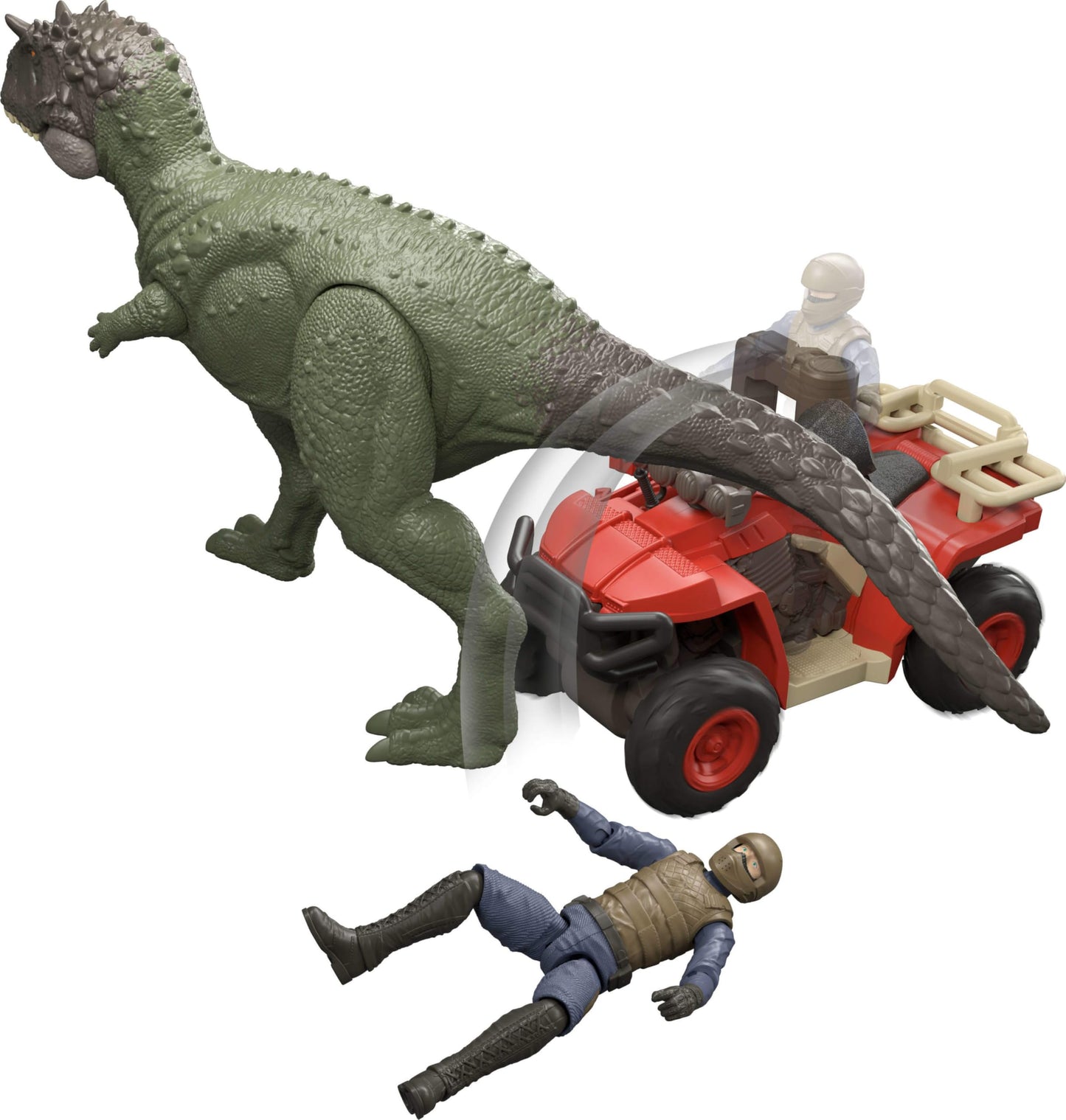 Mattel Jurassic World Pack with Vehicle, Human & Dinosaur Action Figure, Capture Claw ATV Pack, Catch & Launch Storytelling Features