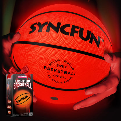 SYNCFUN Glow in The Dark Basketball Size 7, Light Up Basketball for Night Games, Cool Birthday Gift for Boys Age 7-12, Teen Outdoor Sports Toy