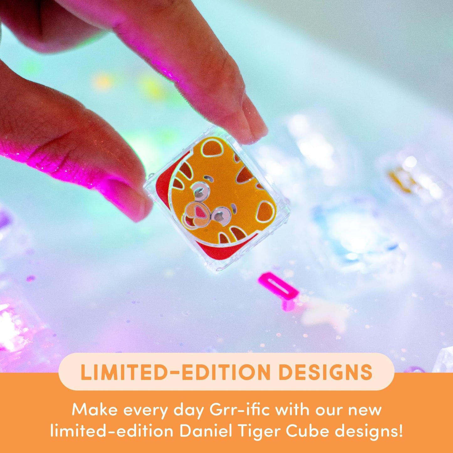 Glo Pals Water Daniel Tiger Activated Light-Up Sensory Bath Toy Vibrant Cubes for Bathtime and Sensory Play, Pack of 6