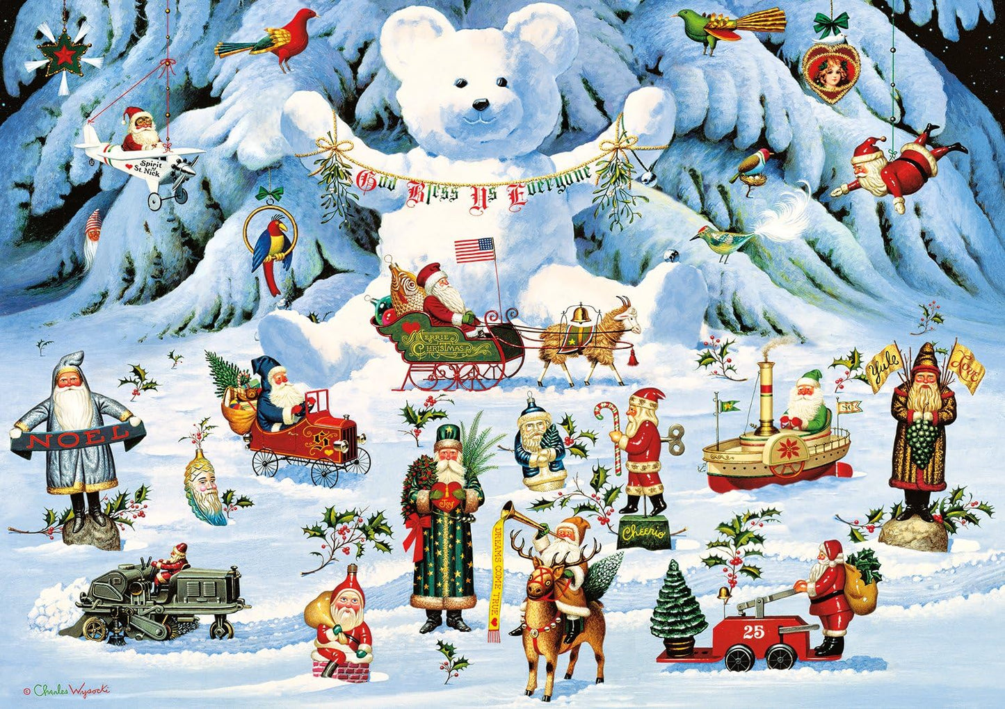 Buffalo Games - Charles Wysocki - Jingle Bell Teddy - 300 Piece Puzzle