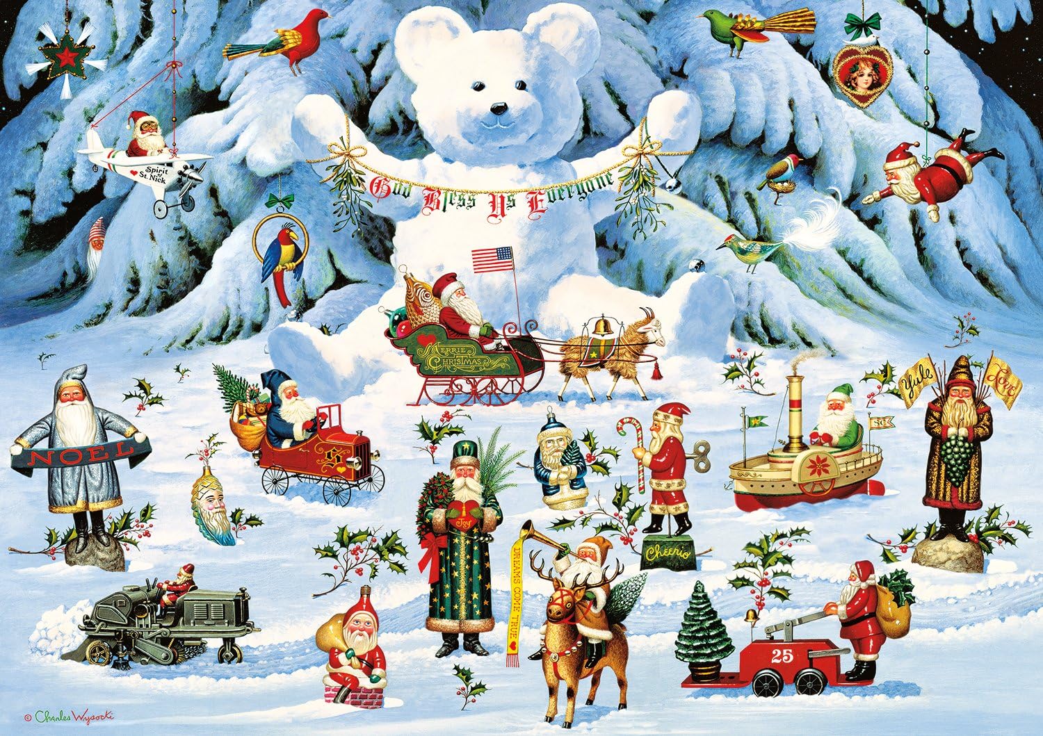 Buffalo Games - Charles Wysocki - Jingle Bell Teddy - 300 Piece Puzzle