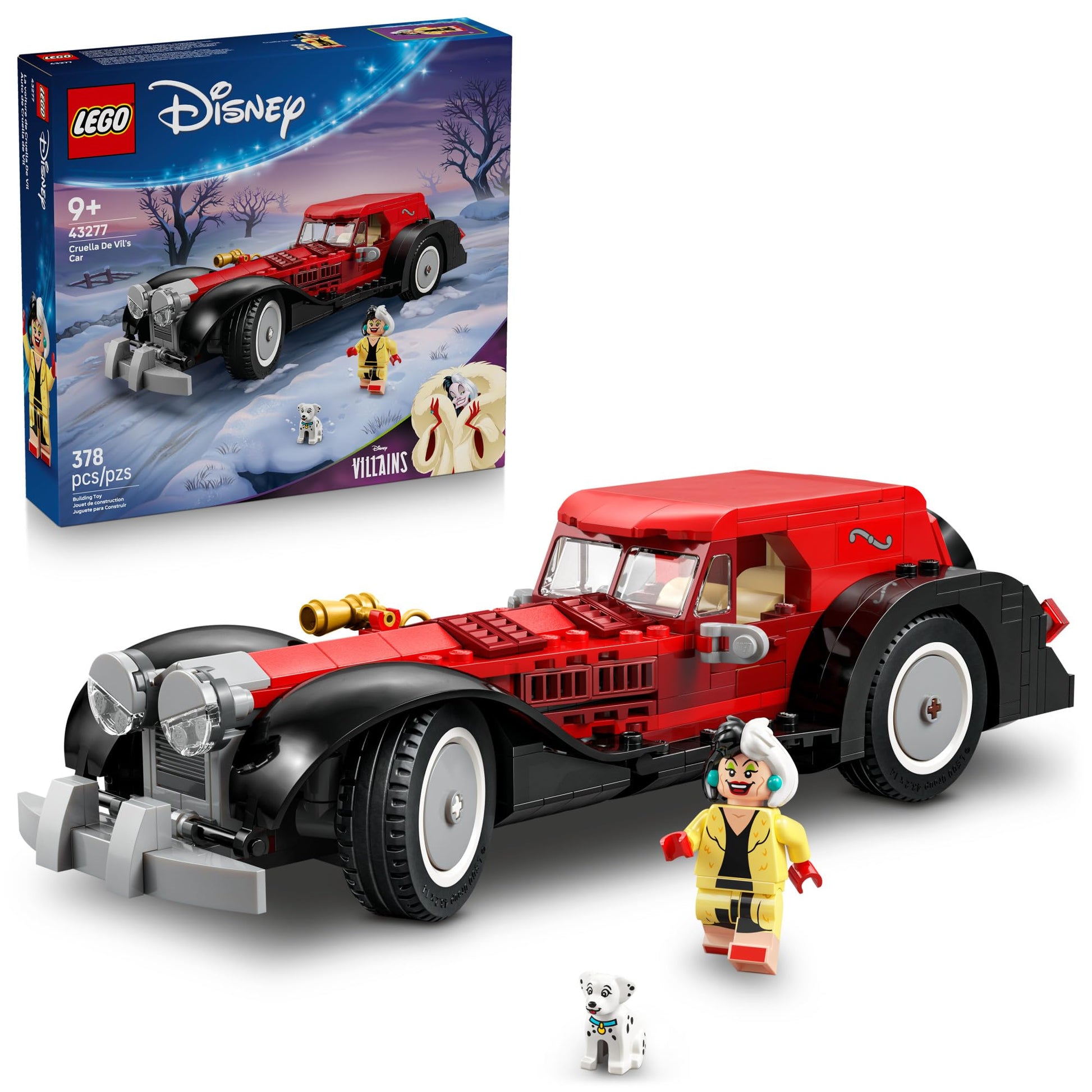 LEGO Disney Cruella De Vil’s Car Building Toy - 101 Dalmations Pretend Play Vehicle Building Set for Girls & Boys, Ages 9+ - Gift Idea for Birthdays