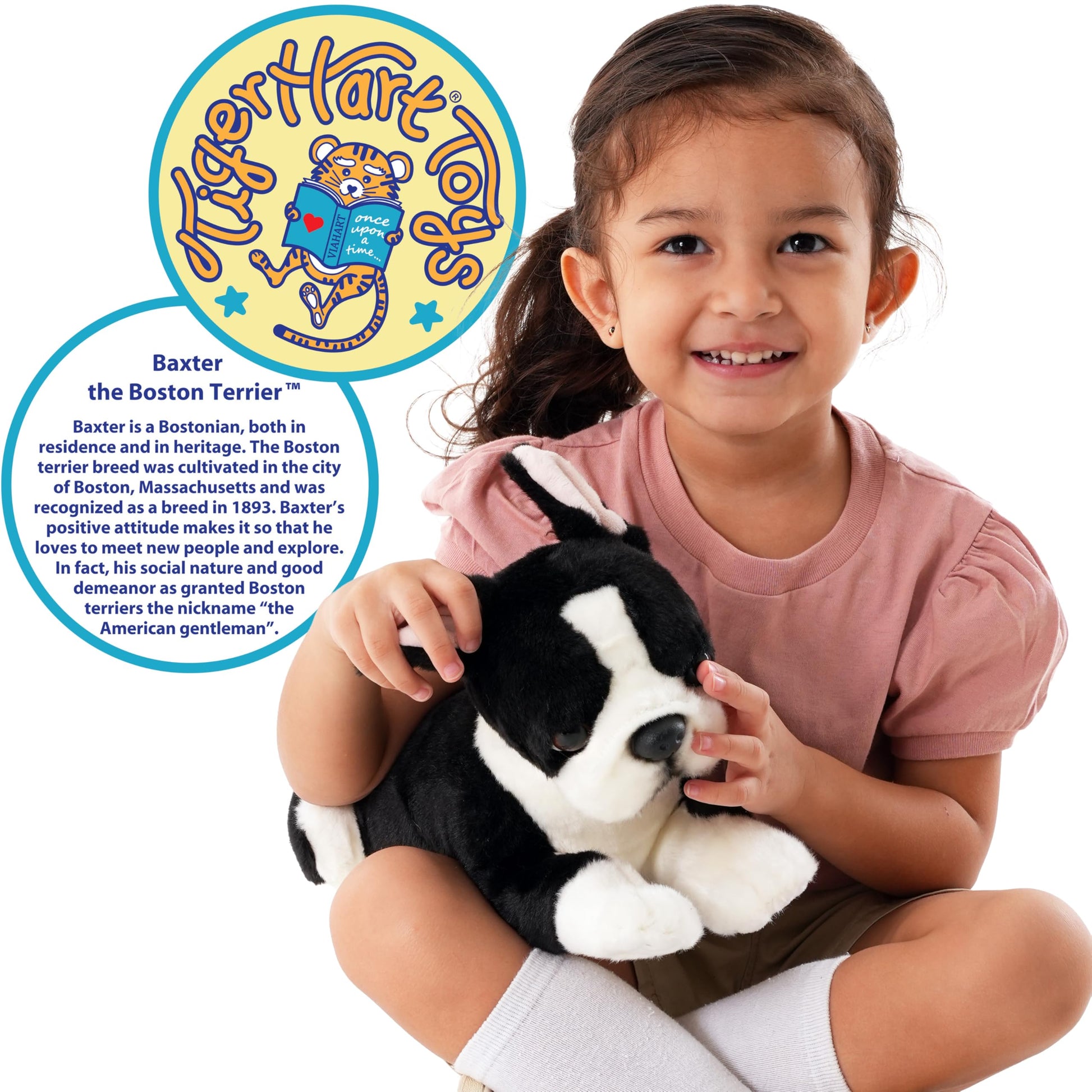 TigerHart Baxter The Boston Terrier - 12 Inch Stuffed Animal Plush Dog