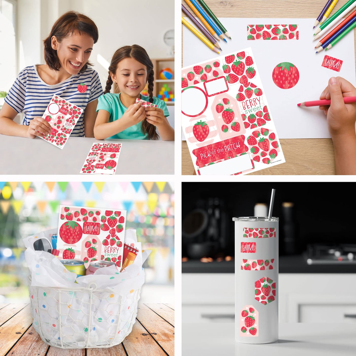 Big Dot of Happiness Berry Sweet Strawberry - Fruit Themed Birthday or Baby Shower Party Favor Sticker Set - 12 Sheets - 120 Stickers
