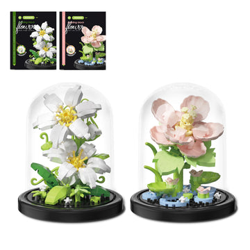 Sofray Hibiscus Flower Bouquet Building Set with Display Case - Valentine's, 2 Kinds of Micro Bricks Artificial Flowers, Creative Anniversary Birthday