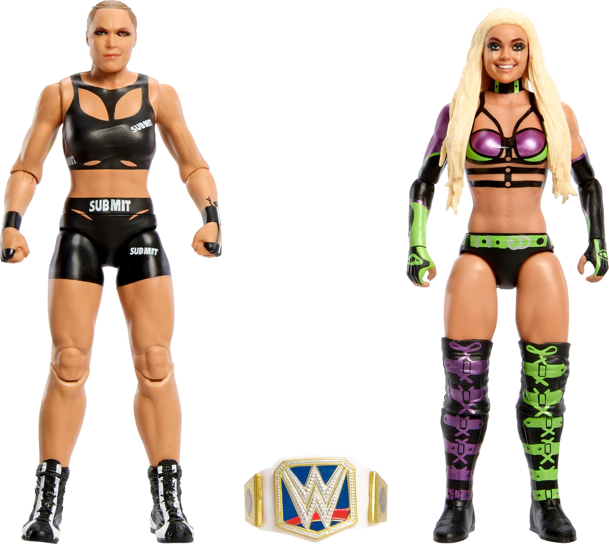 Mattel WWE Championship Showdown 2-Pack Action Figures & Accessory, Series #16 Ronda ROusey vs Liv Morgan Collectible Set, 6-inch