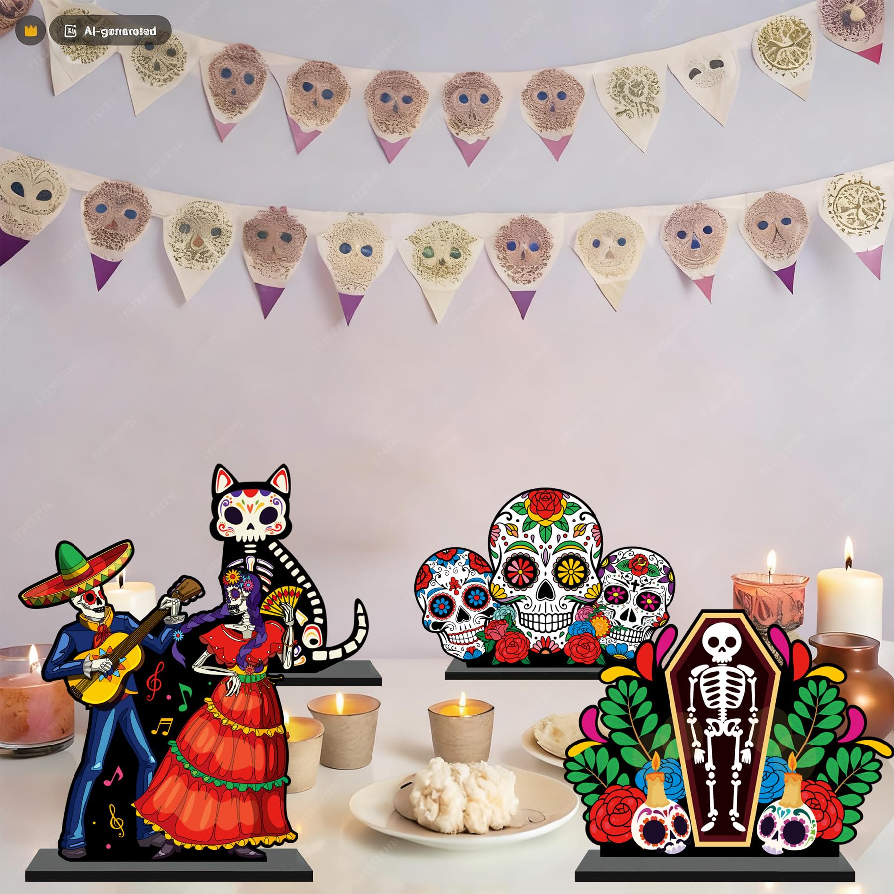Day of The Dead Wooden Table Centerpiece Dia De Los Muertos Mexican Table Decorations Halloween Party Mexican Fiesta Ofrenda Decorations
