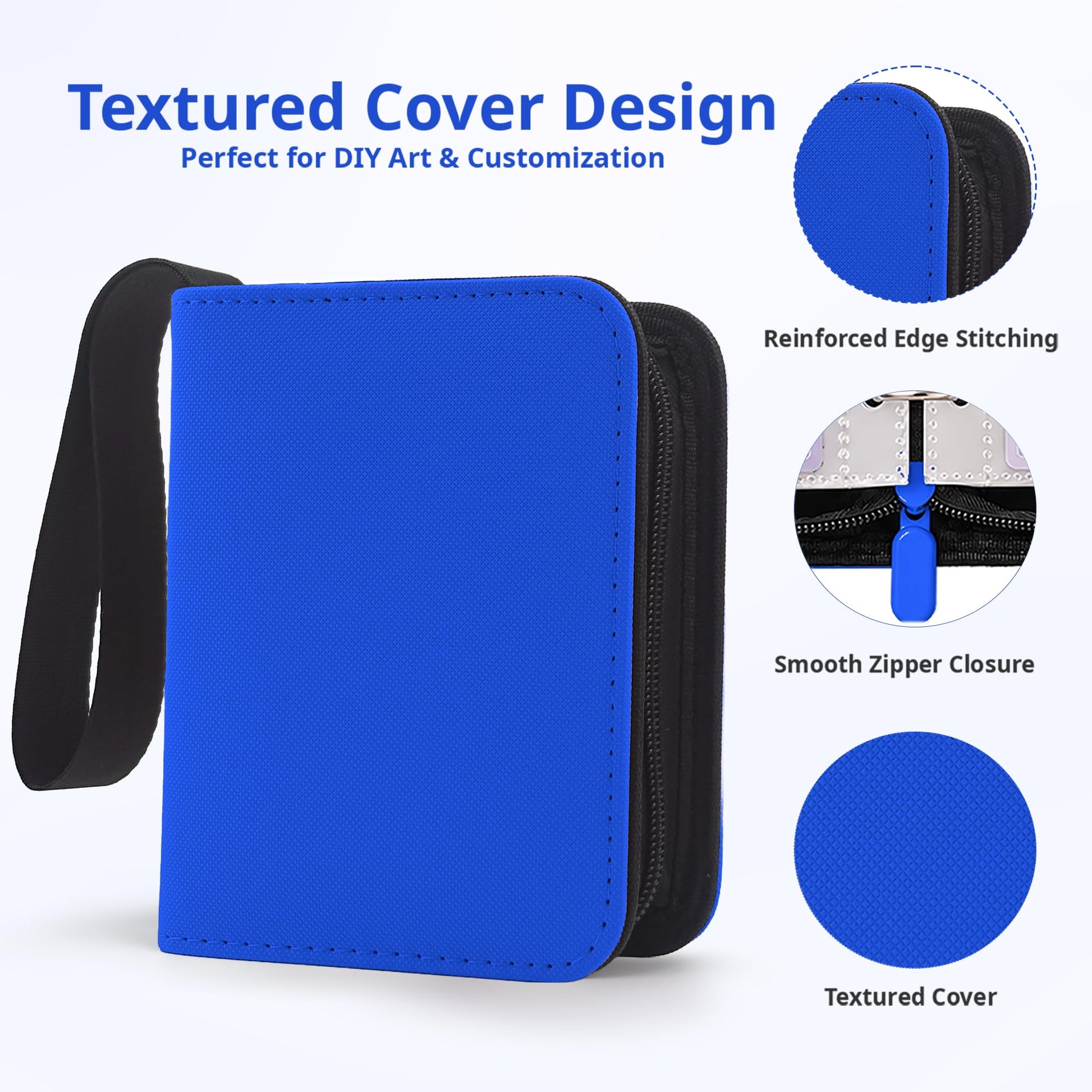1 Pocket Card Binder with Zipper, 100 Pockets Mini Trading Card Album, Premium PU Leather Single Card Binder, Small Display Folder for TCG & Sports