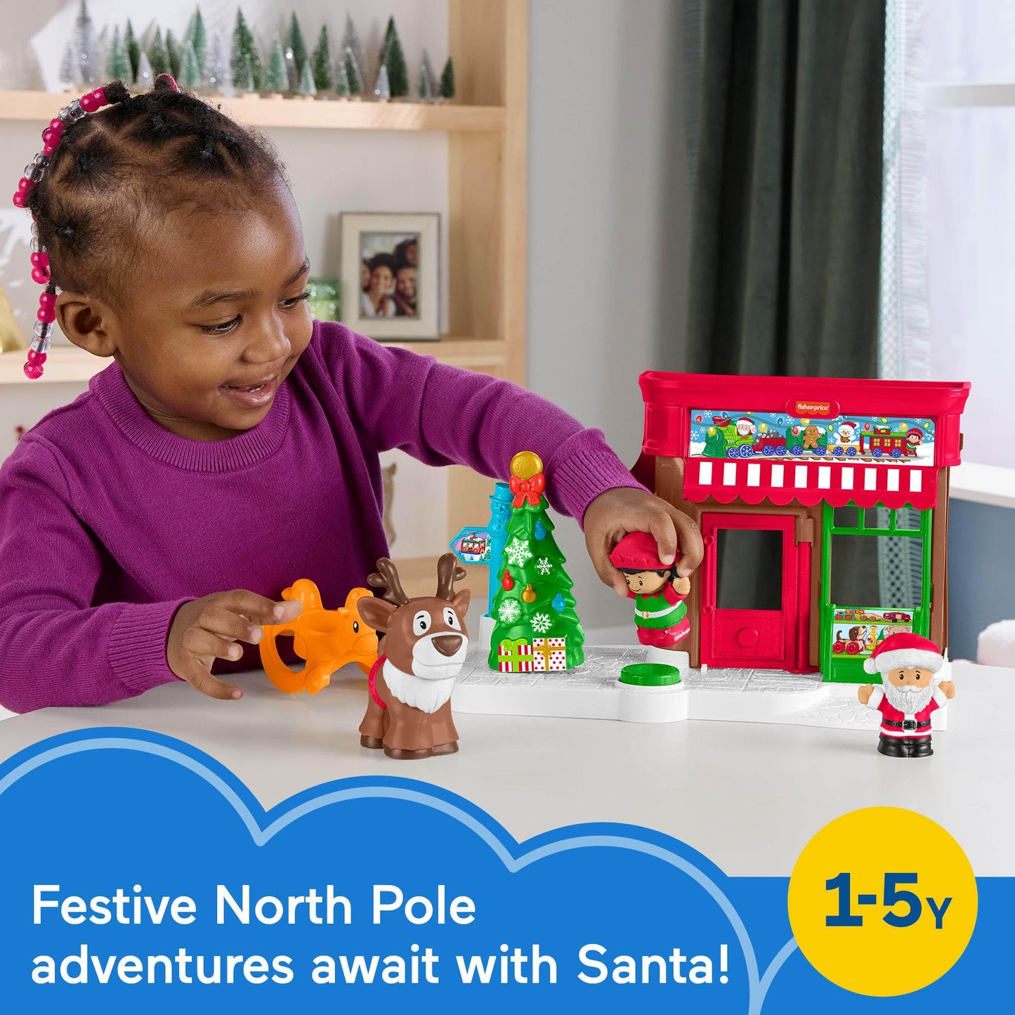 Fisher-Price Little People Toddler Toys Christmas Wonderland Gift Set with Santa Elf & Reindeer Figures for Ages 1+ Years (Amazon Exclusive)