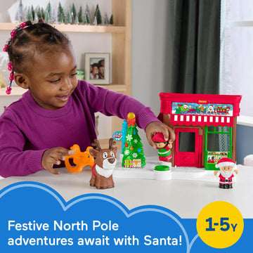 Fisher-Price Little People Toddler Toys Christmas Wonderland Gift Set with Santa Elf & Reindeer Figures for Ages 1+ Years (Amazon Exclusive)