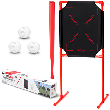 GoSports LotBall AIR Backyard Baseball Bat, Ball and Strike Zone Set - Plastic Baseball Game for Kids