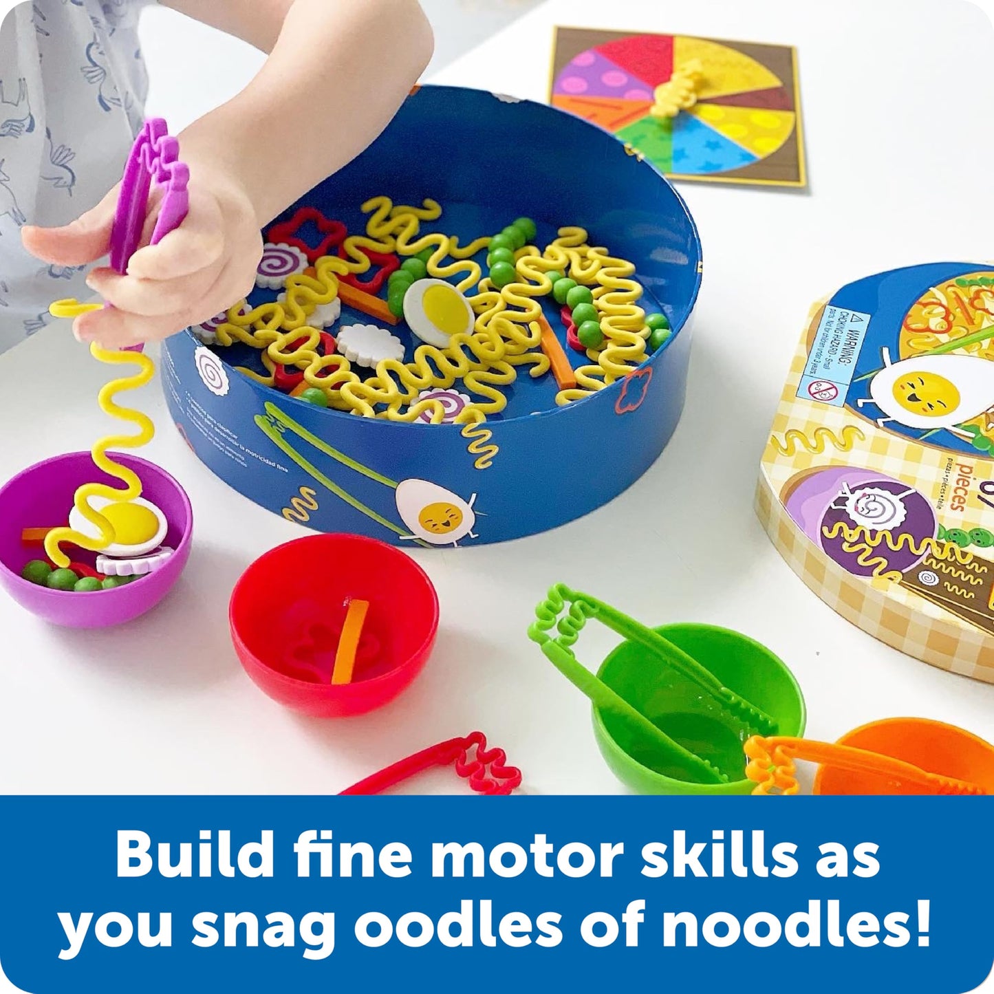 Learning Resources Noodle Knockout Fine Motor Game - Games for Kids Ages 4-8, Toddler Board Game, Educational Matching Kids Games, Preschool