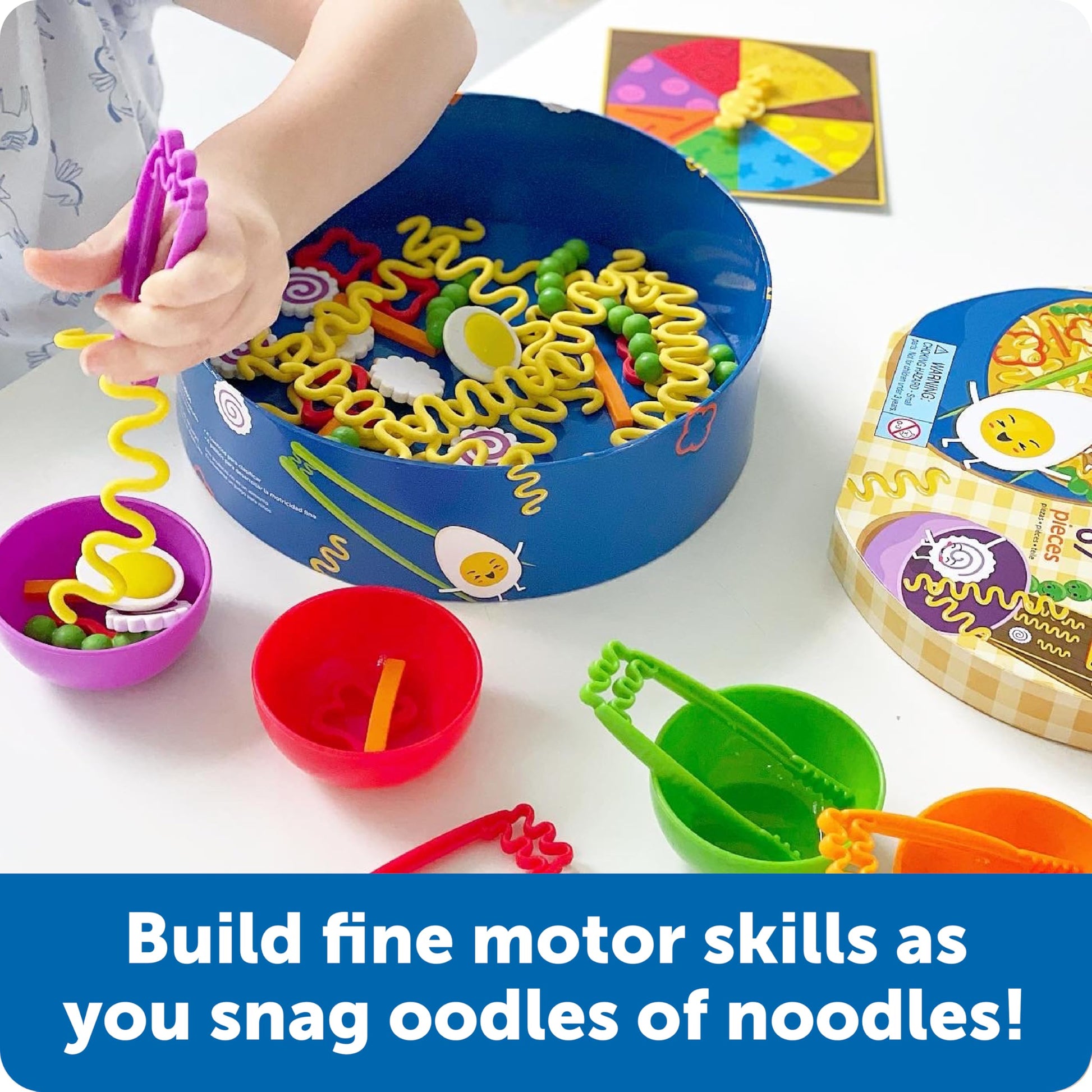 Learning Resources Noodle Knockout Fine Motor Game - Games for Kids Ages 4-8, Toddler Board Game, Educational Matching Kids Games, Preschool