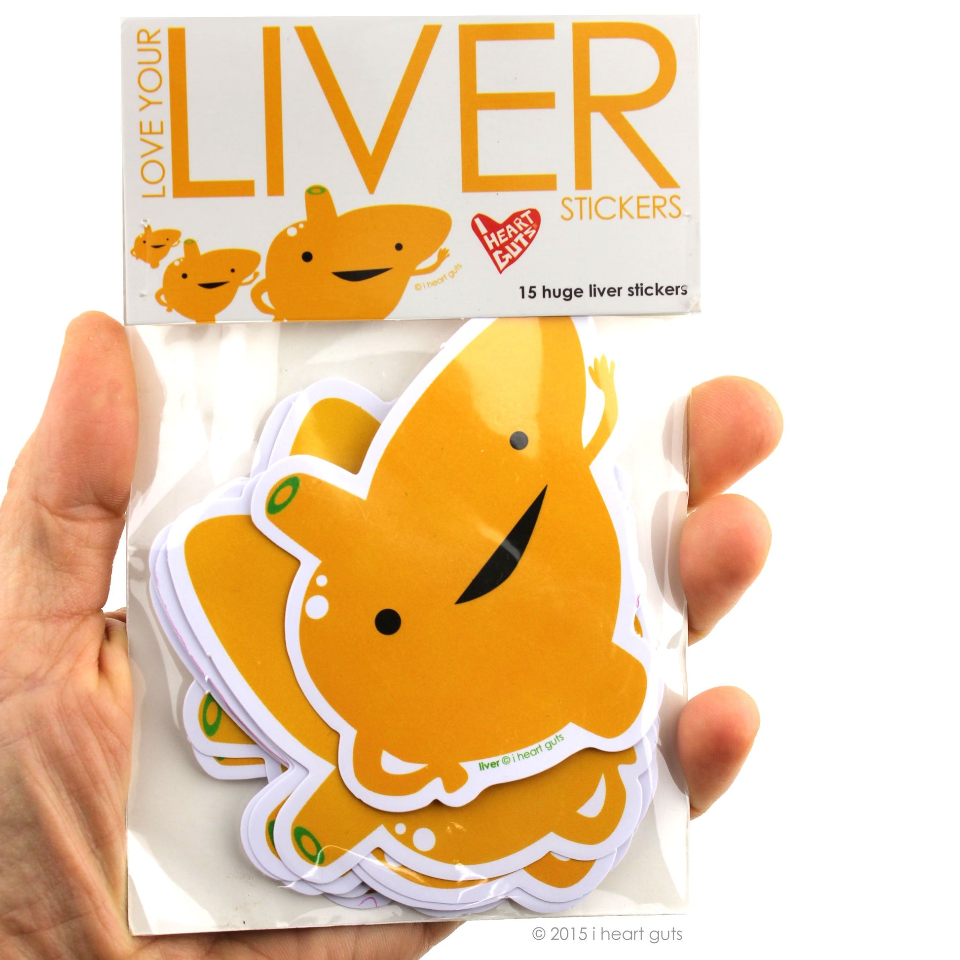 I Heart Guts Love Your Liver Stickers - 15 Liver Stickers - Hilarious Liver Anatomy Vinyl Sticker Set for Medical Students, Nurses, and Transplant