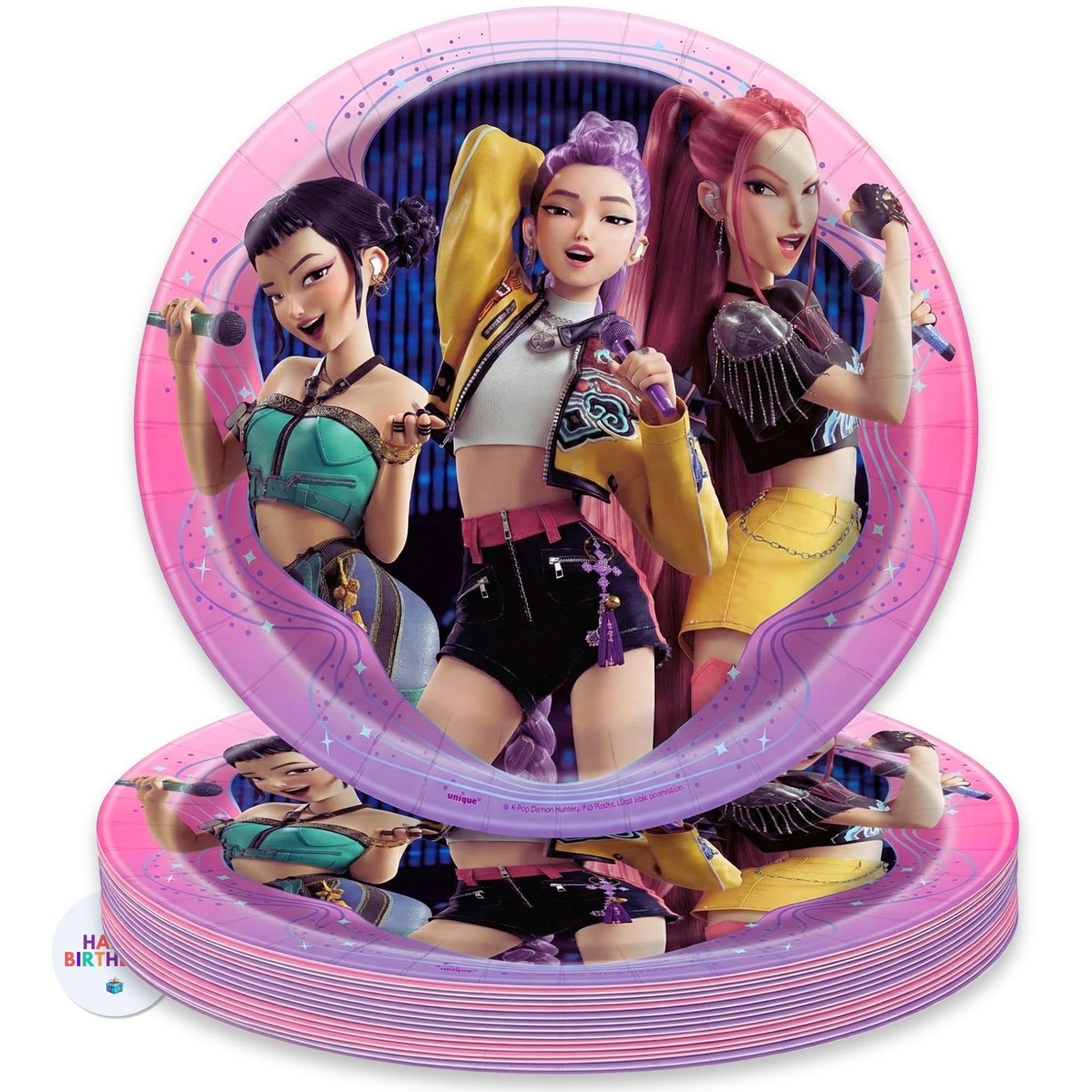 Unique 16 Plates KPop Demon Hunters - 9" Paper Dinner Plates (Pack of 16) - KPop Demon Hunters Birthday Decorations and Party Supplies - Officially
