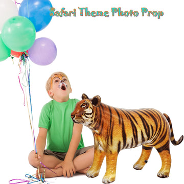 Jet Creations 40" Long Inflatable Tiger Toy, Orange-Yellow with Black Stripes, Realistic Jungle Animal Figure, Home Decor, Photo Prop, Thanksgiving