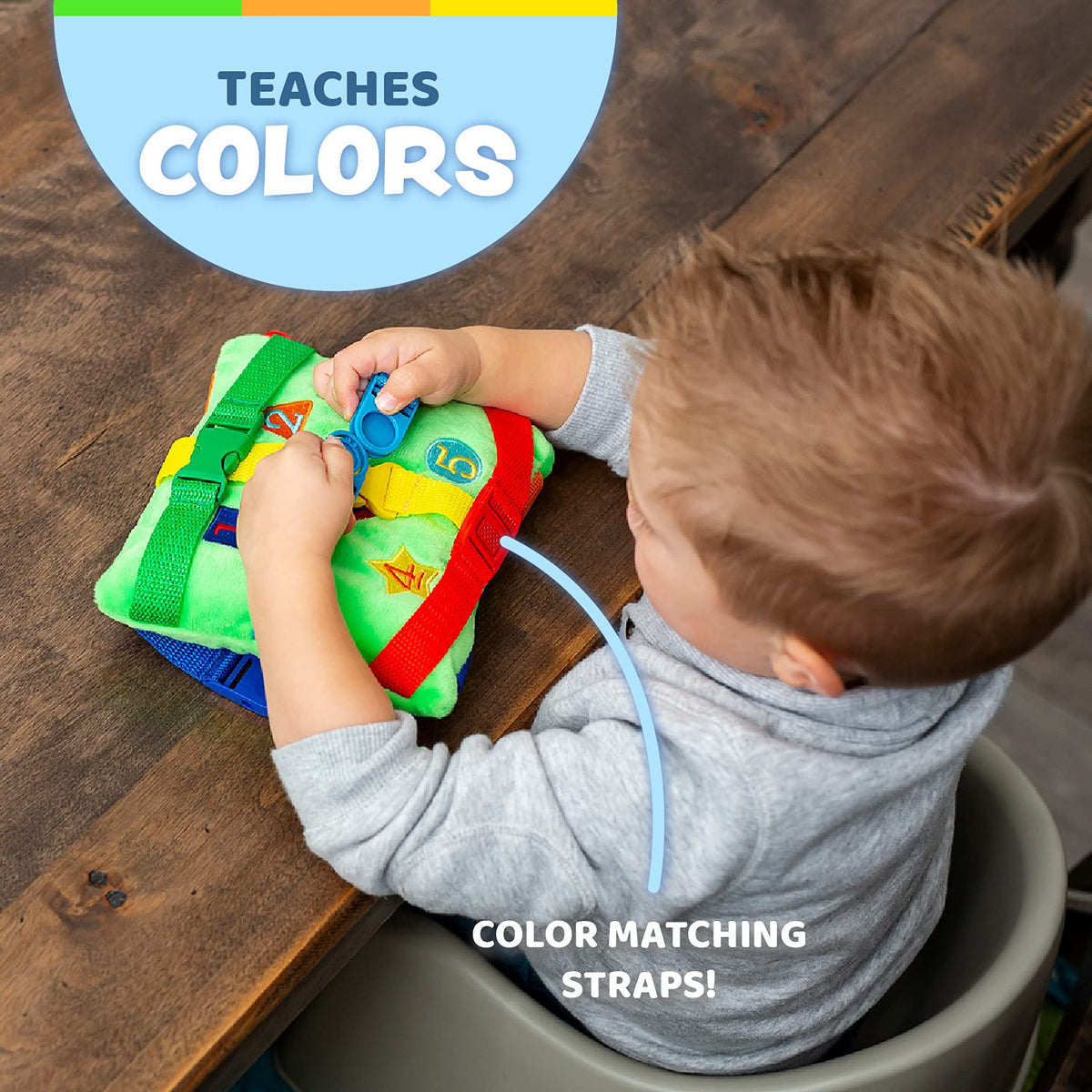 Buckle Toys - Buster Square - Learning Activity Toy - Develop Fine Motor Skills and Problem Solving - Easy Travel Toy - Educational Classroom Must