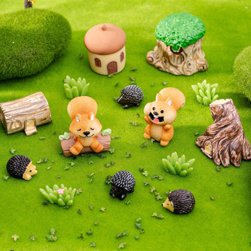 14 Pcs Mini Resin Squirrel Hedgehog Miniature Squirrel Figures Tiny Resin Squirrel Mini Forest Animal Figures Garden Accessories Cupcake Topper Decor