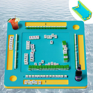 Floating Mahjong Table for Pool - 33.5in Foldable Water Game Table for Card Games & Tile Games - Portable Swimming Pool and Hot Tub Float Board Game