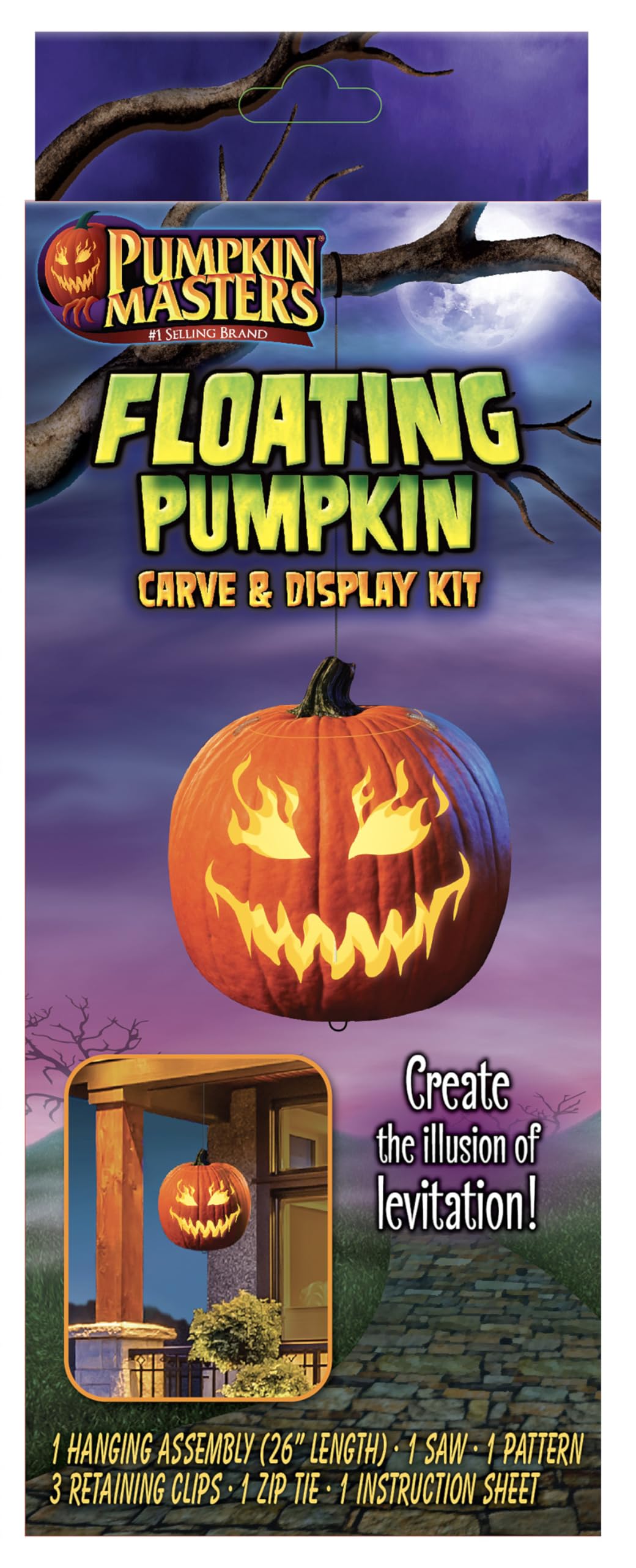 Pumpkin Masters Floating Pumpkin Carve & Display Kit - Create Levitation Illusion in 4 Easy Steps, Includes Carving Saw, Pattern, Hanging Assembly